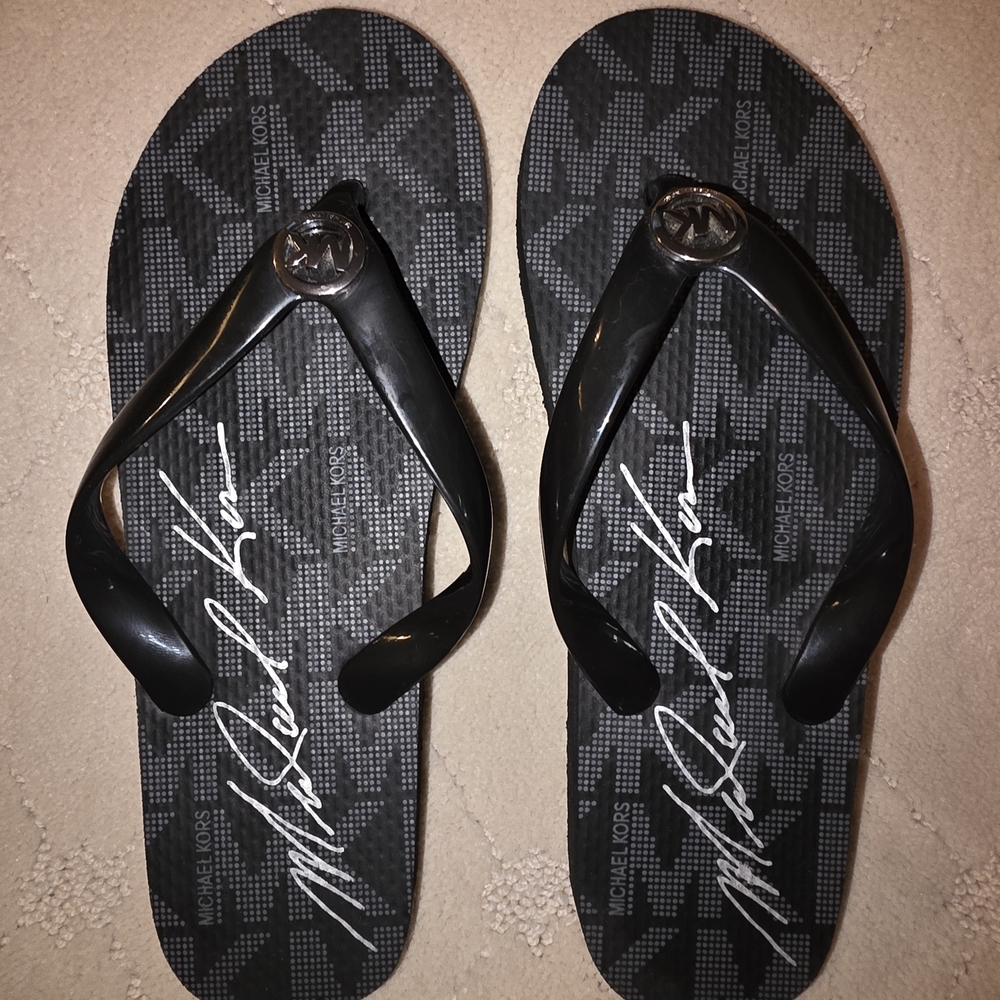 Michael Kors Black Jet Set Flip Flops